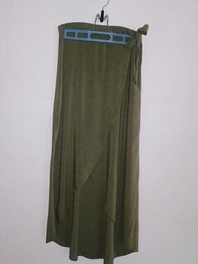 H & M Long Army Green Wrap Maxi Skirt